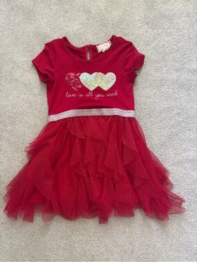 btween Red Heart Sequin Tulle Dress